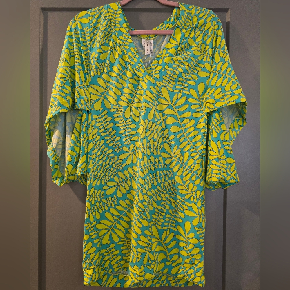 Trina Turk Green and Yellow Swim Suit Cover